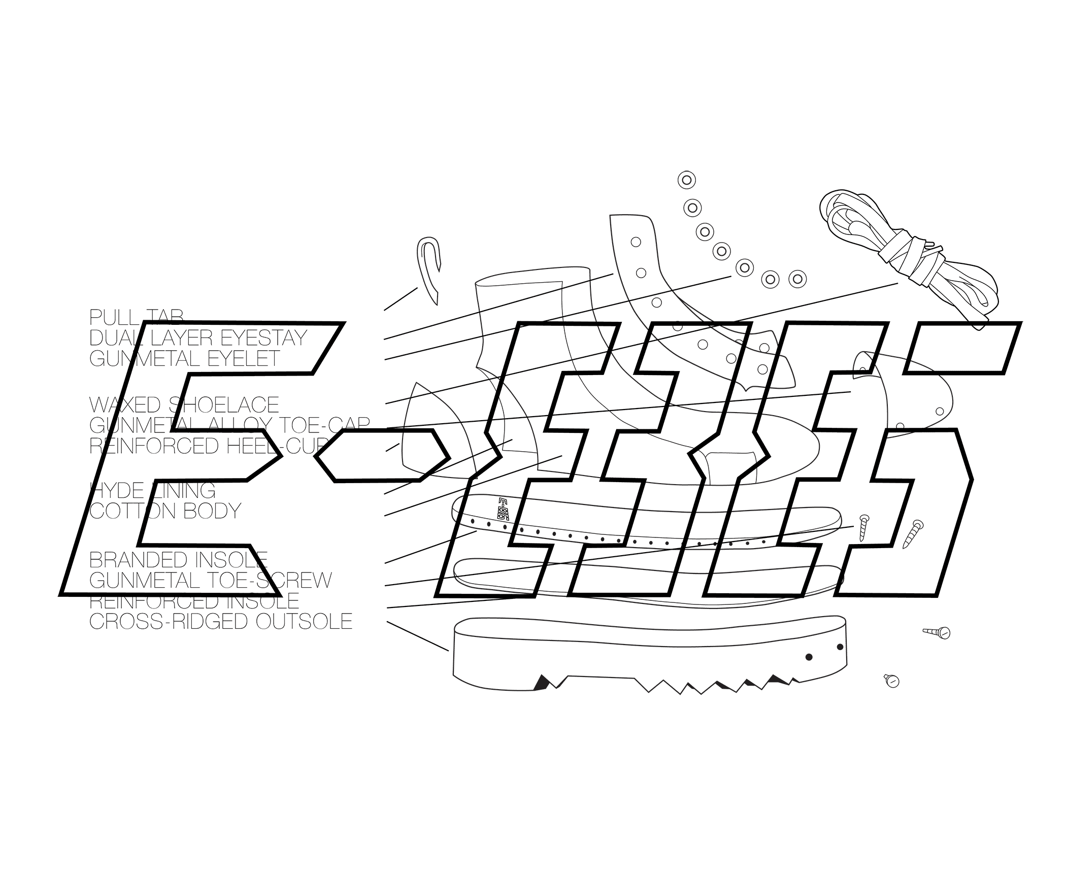 e-86 logo overlayed on technical blueprint and materials list