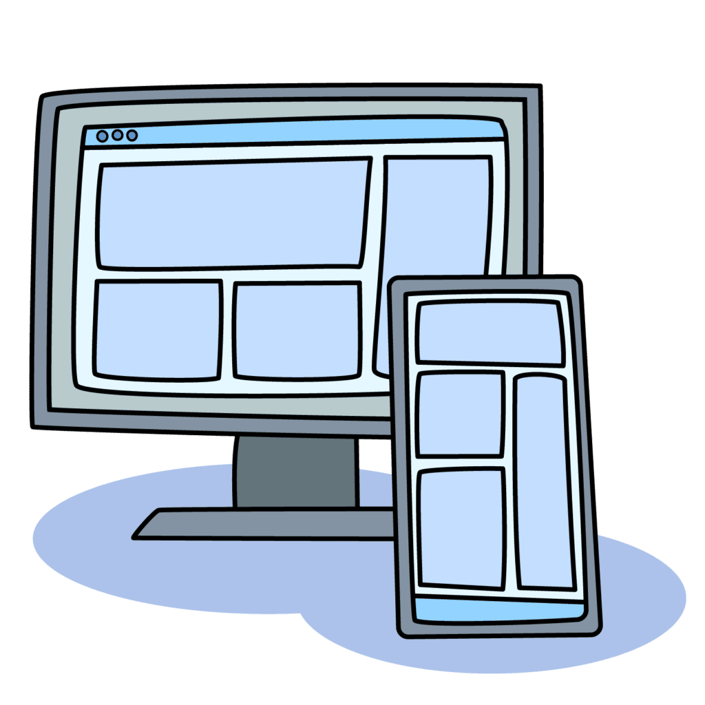 desktop and phone illustration for web design service
